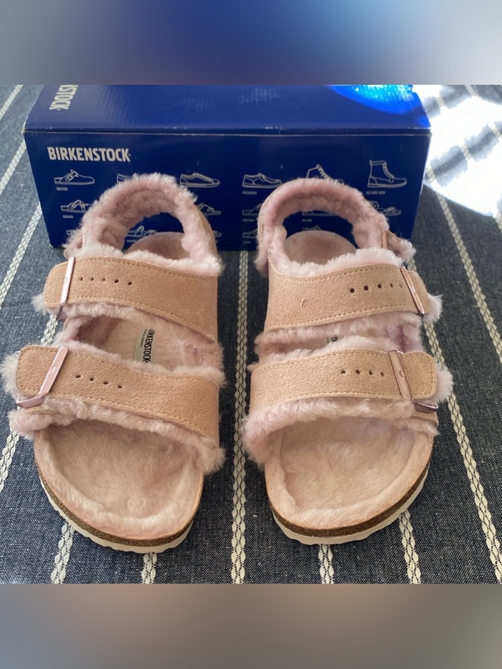 Birkenstock Milano Shearling Light Rose Suede Sandals Women’s US 7 EU 38 Box